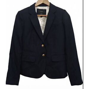 J.crew womens size 2 navy blue school boy blazer wool jacket